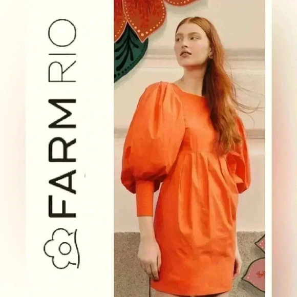 - FARM Rio Orange Open Back Mini Dress -size S - Picture 1 of 13
